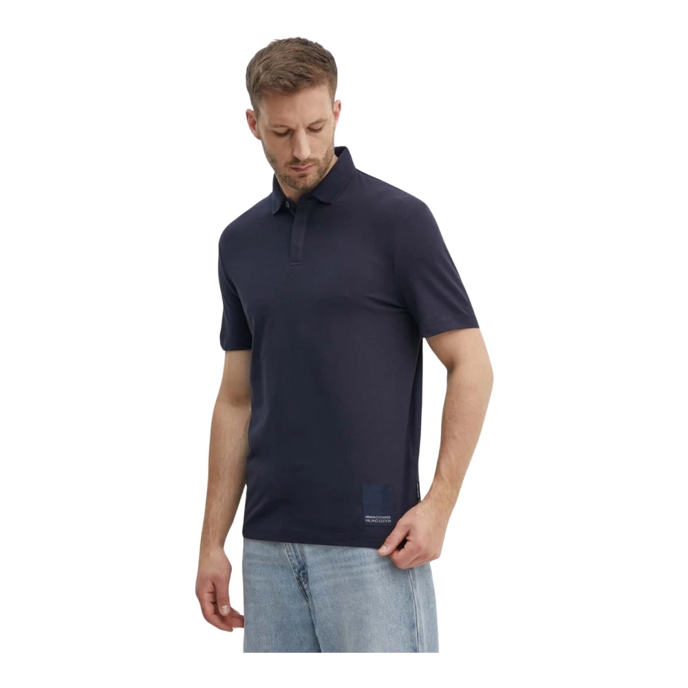 Armani Exchange Stretchkatoenen Poloshirt Slim Fit Blue Heren