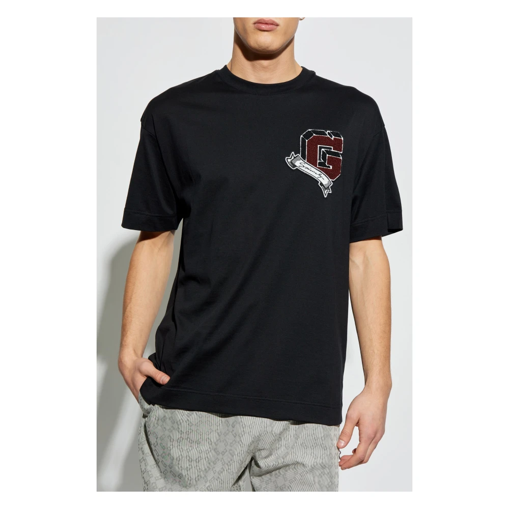 Givenchy Zwart katoenen T-shirt met G Applicatie Black Heren