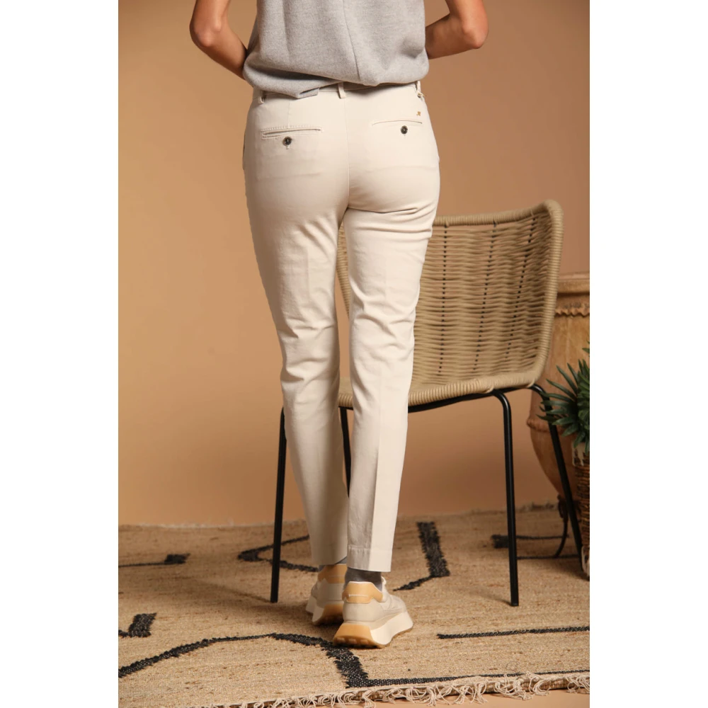 Mason's Slimme Dames Chino Broek in Satijn White Dames