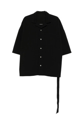 black-button-up-three-quarter-sleeve-shirt