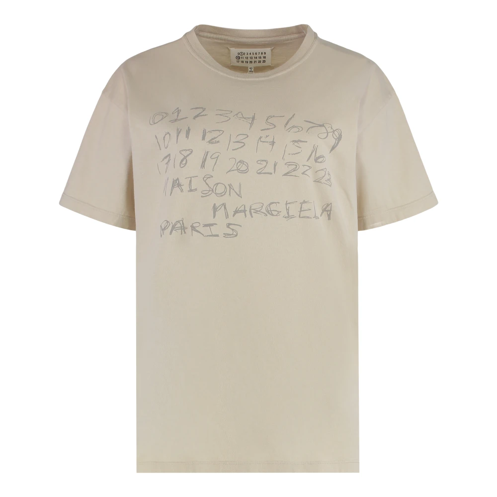 Maison Margiela Donna Beige - T-Shirt In Cotone Numeric - Tops - L