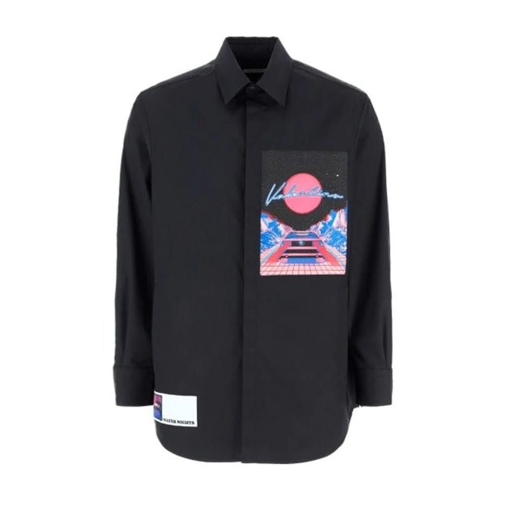 Valentino Logo Patch Overhemd Lange Mouw Heren Black Heren