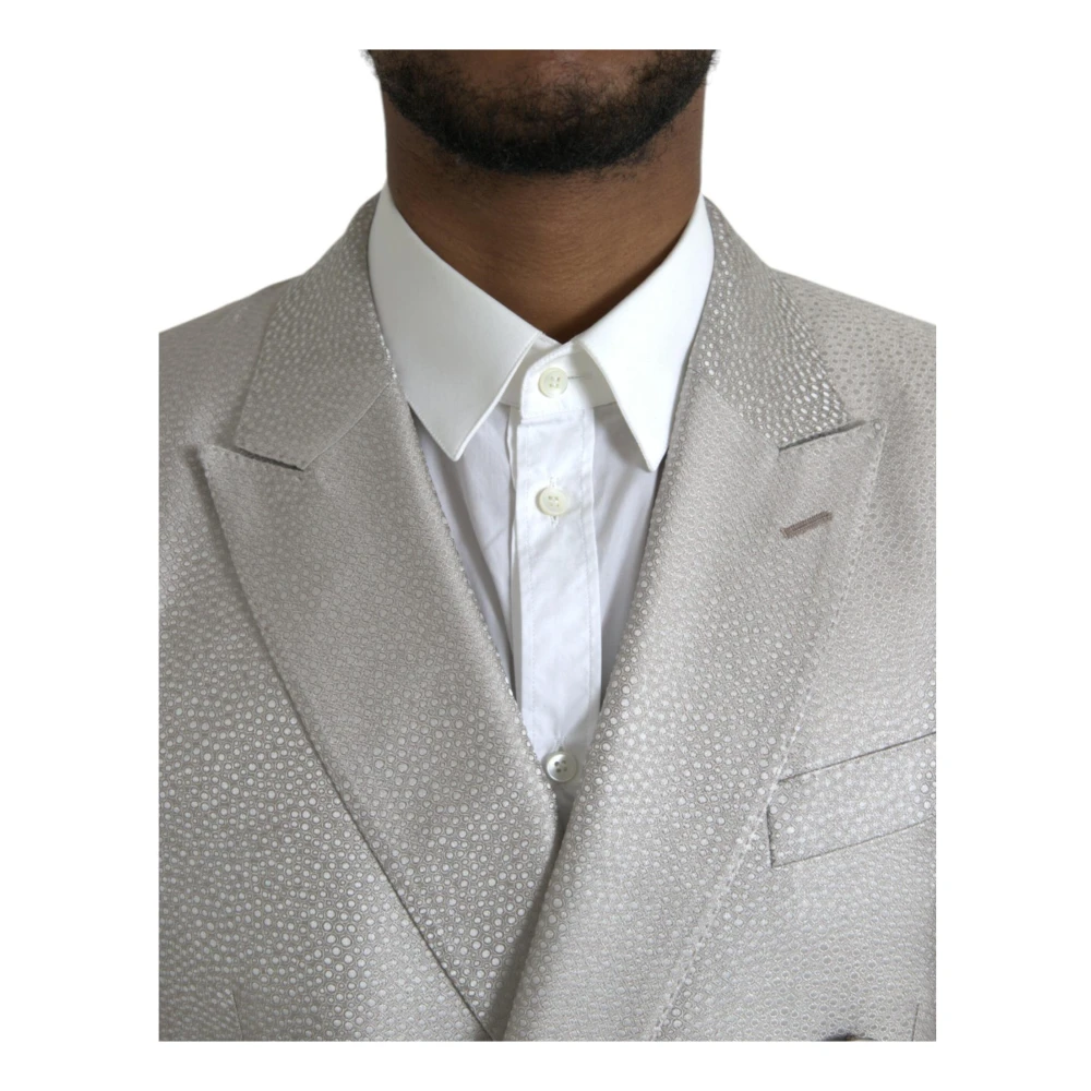 Dolce & Gabbana Zijden Double-Breasted Blazer met Open Split White Heren
