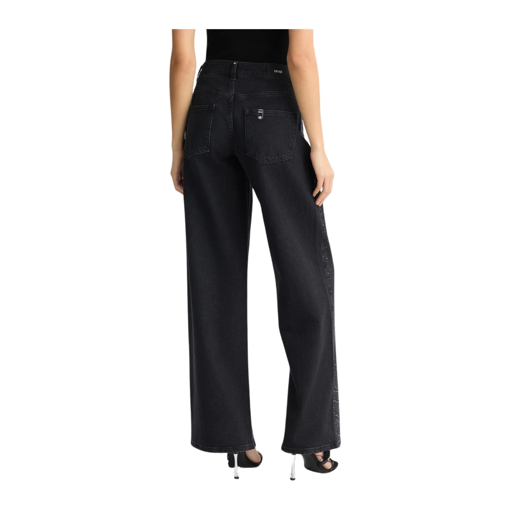 Liu Jo Baggy Drop Crotch Broek met Strass Applicaties Black Dames