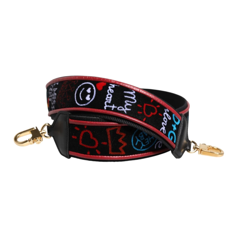 Dolce & Gabbana Donna Multicolor Borsa Da In Cotone Nero Con Stampa Tracolla