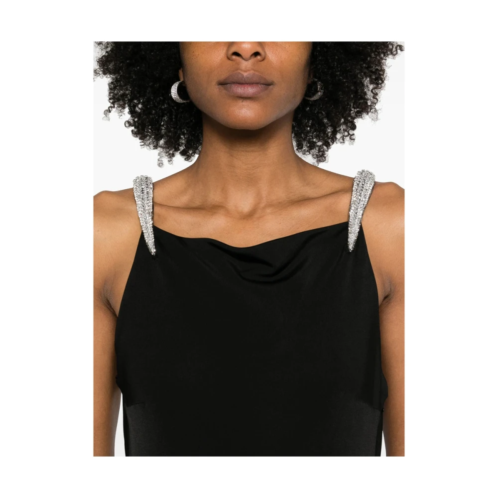 David Koma Zwarte Cowl Neck Dubbele Trein Jurk Black Dames