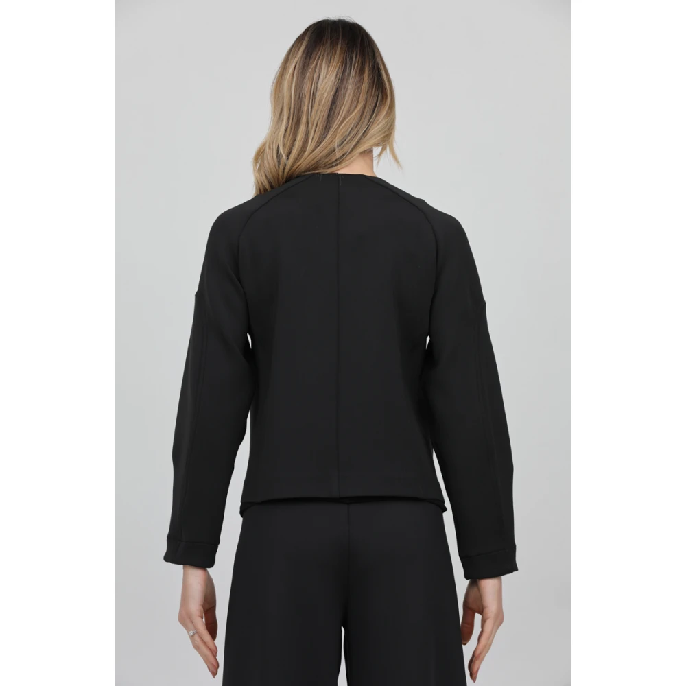 Max Mara Zachte Neopreen Boxy Jas Black Dames