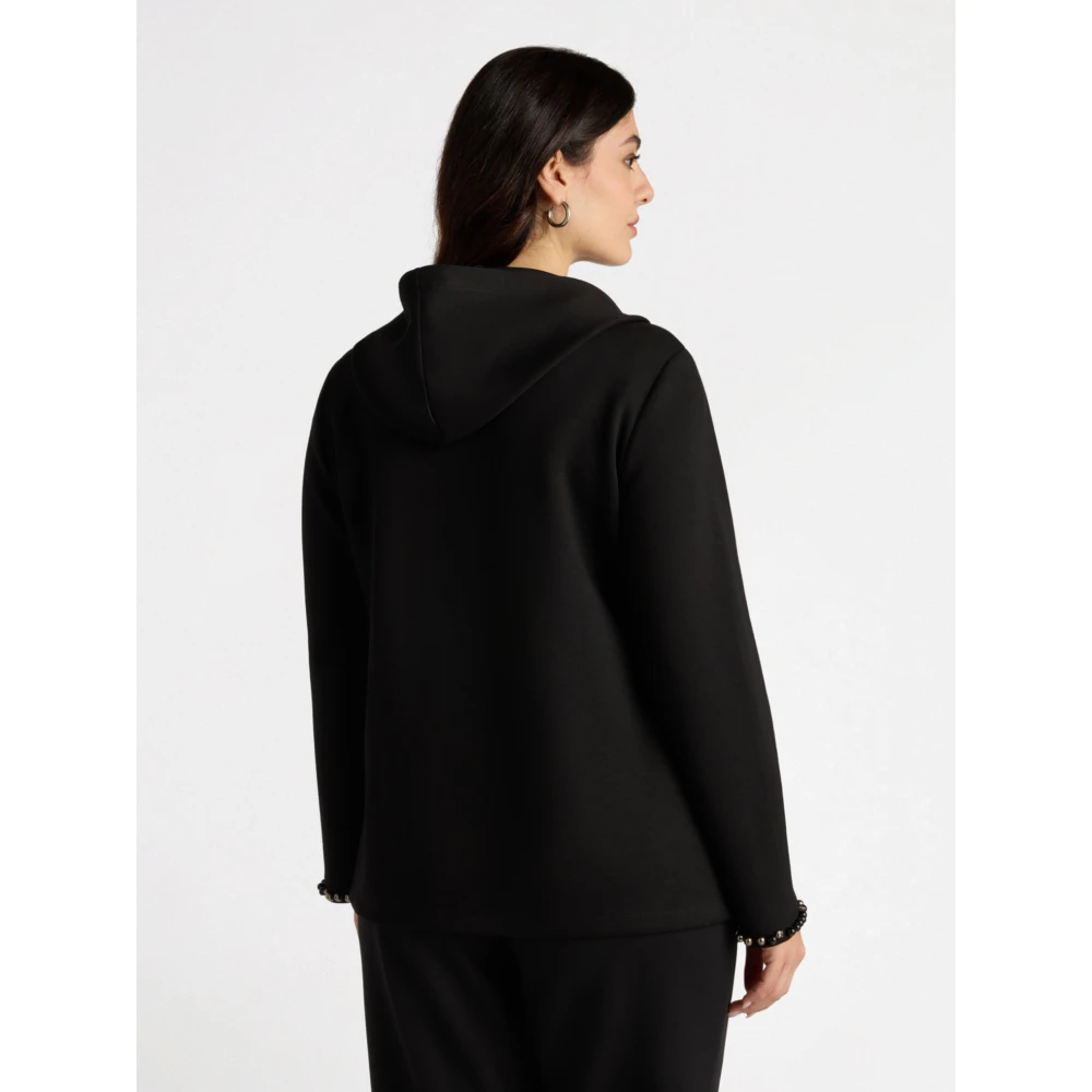 Fiorella Rubino Sweatshirt van scuba met borduurwerk Black Dames