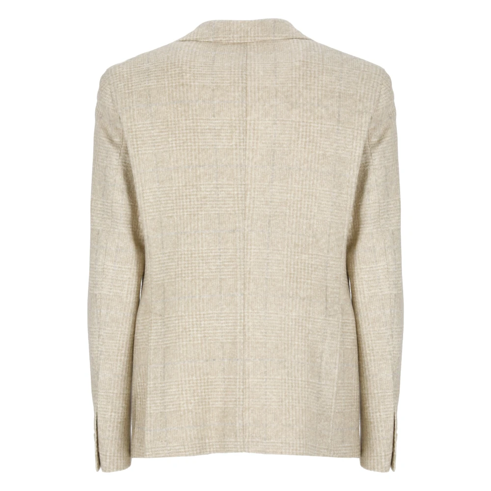 Lubiam Beige Katoenblend Jas met Peak Revers Beige Heren