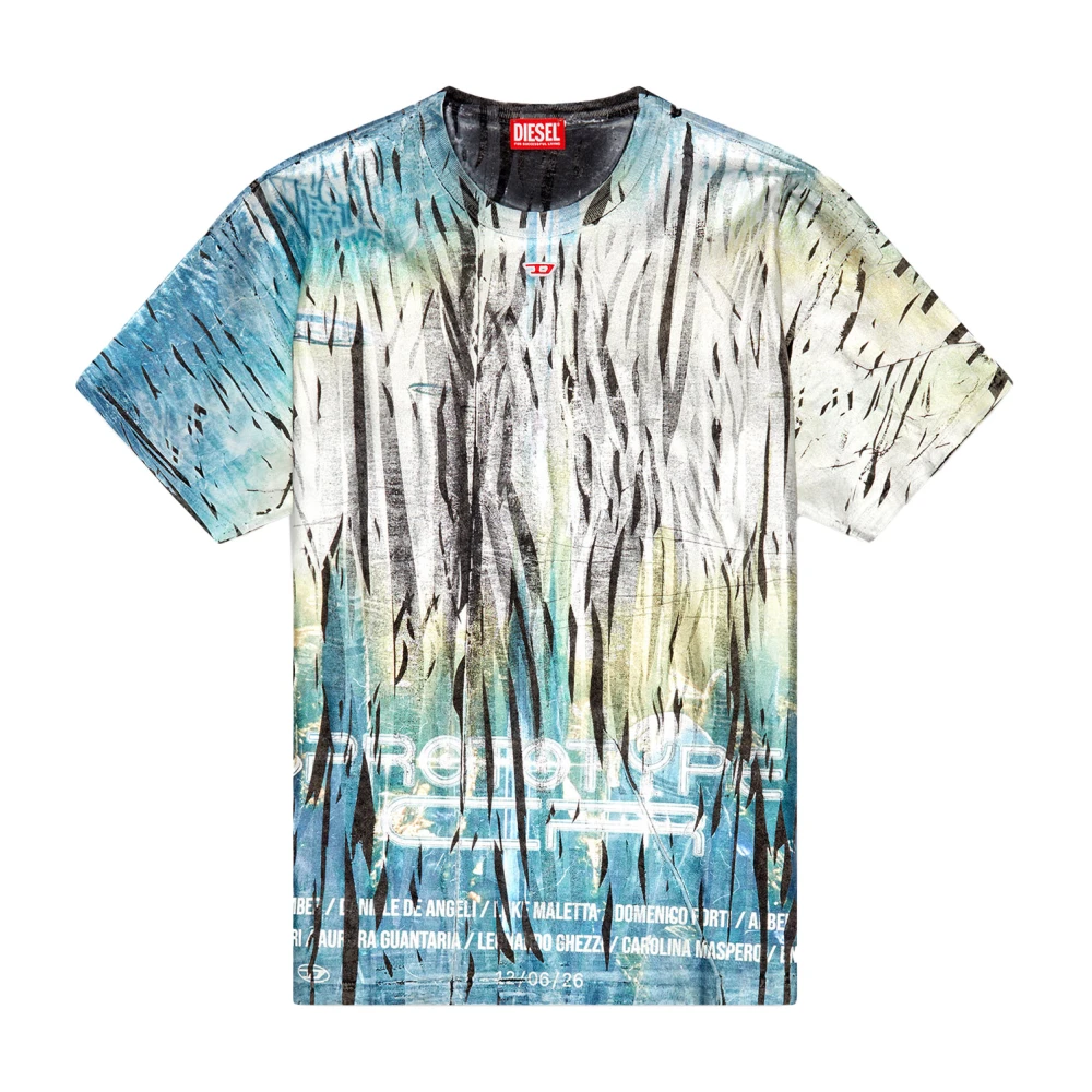 Diesel Gemetalliseerd Print Katoenen T-Shirt Multicolor Heren