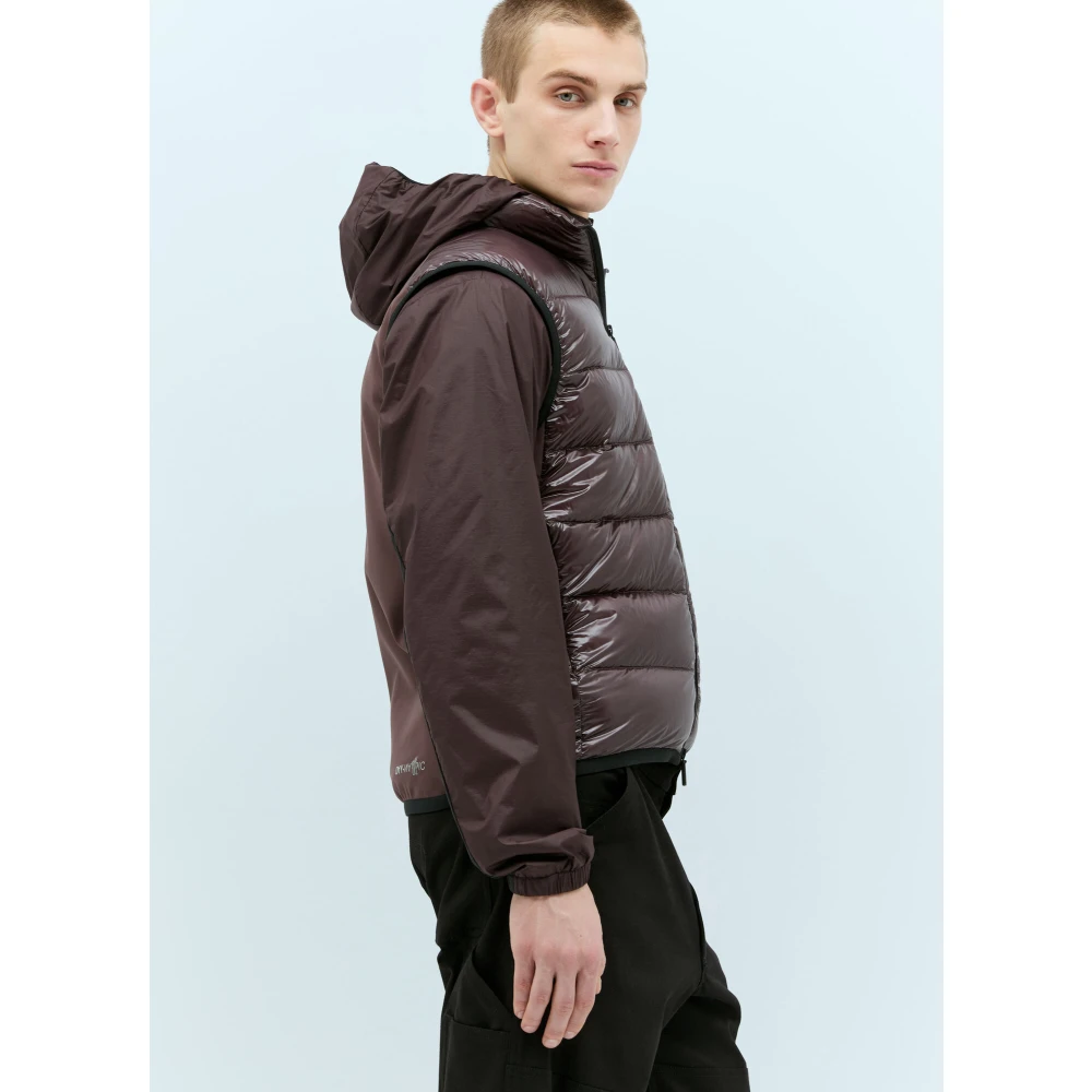 Moncler Gewatteerd Down Gilet met Logopatch Brown Heren