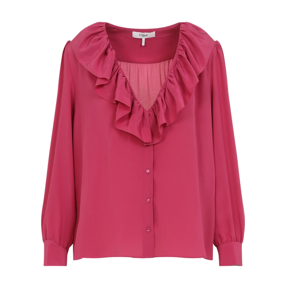 Chloé Rode Zijden Overhemd Elegante Stijl Red Dames
