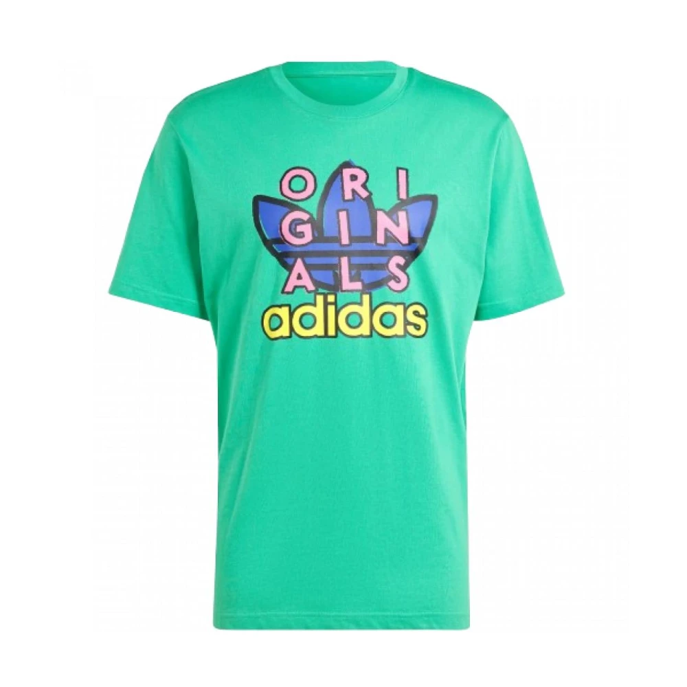 adidas Originals Katoenen T-shirt met Gespoten Grafische Green Heren