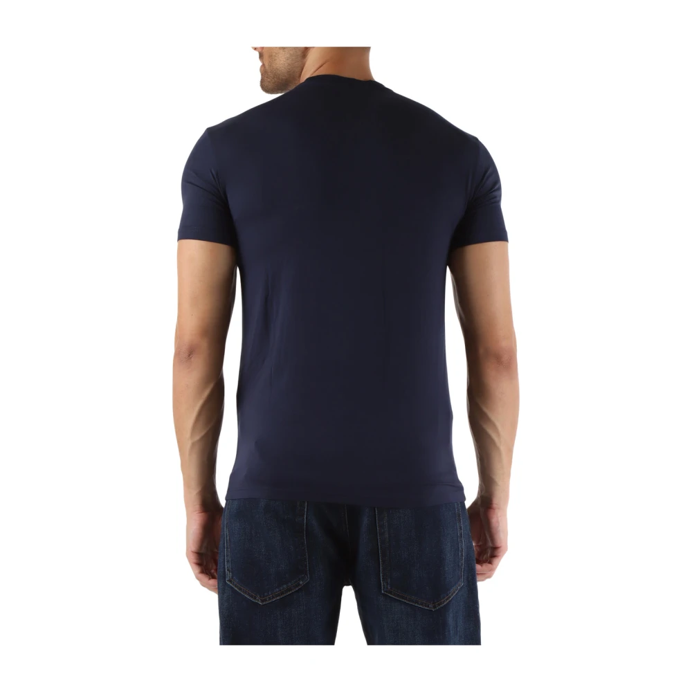 Emporio Armani Modal Stretch Logo Geborduurd T-shirt Blue Heren