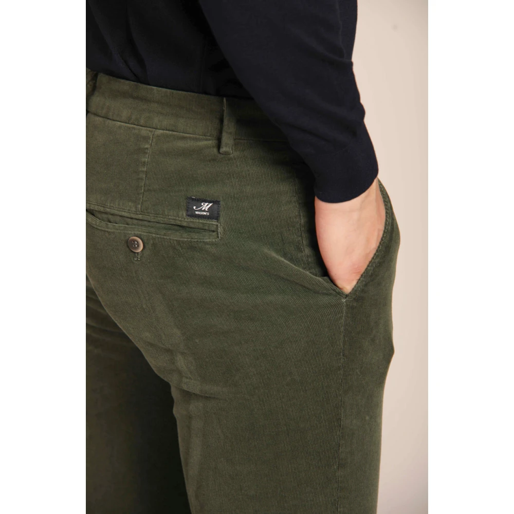 Mason's Fluwelen Chino Broek Slim Fit Groen Green Heren