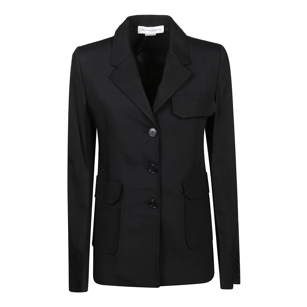 Victoria Beckham Zwarte enkellange jas Black Dames