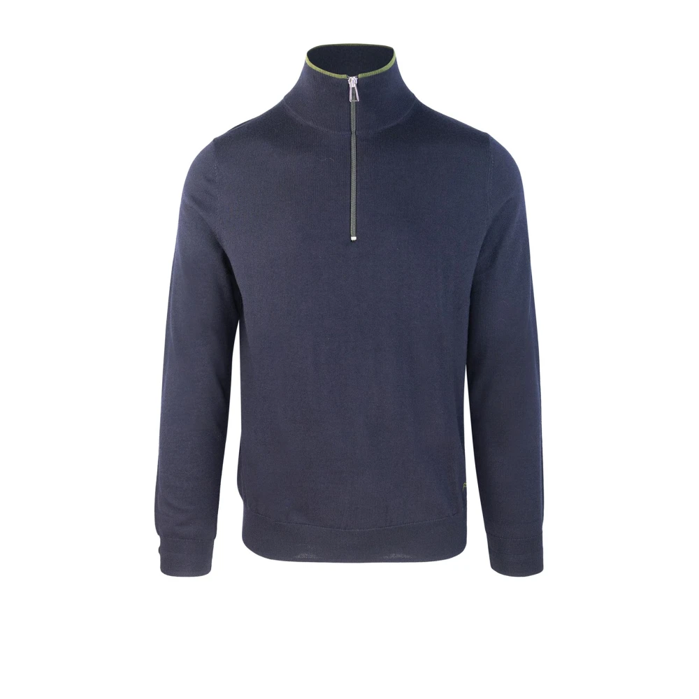 PS By Paul Smith Blauwe Merino Funnel Neck Trui Blue Heren