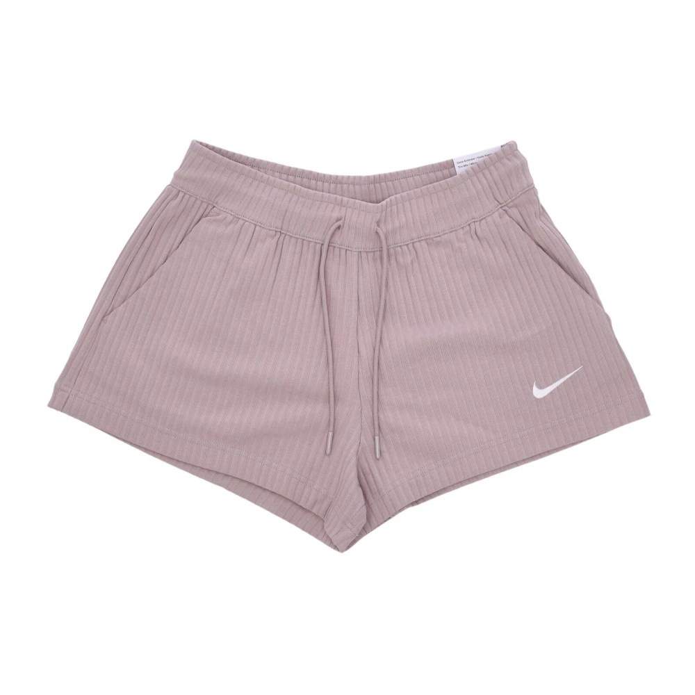 Nike Hoog getailleerde geribbelde jersey shorts Gray Dames
