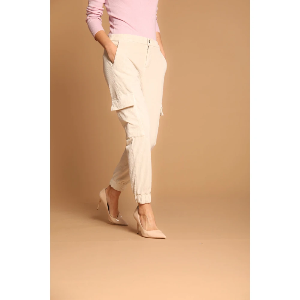 Mason's Velvet Cargo Broek Relaxte Pasvorm Stucco Beige Dames