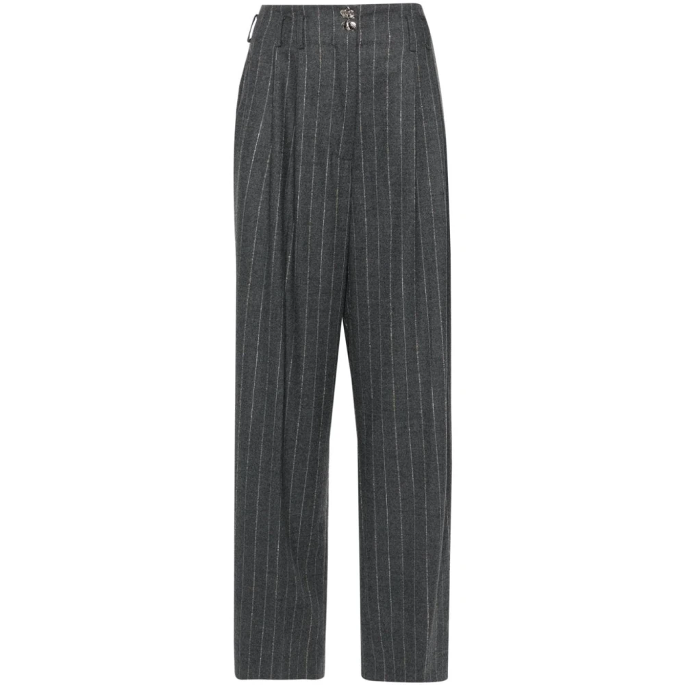 Genny Pinstripe Wollen Broek Gray Dames