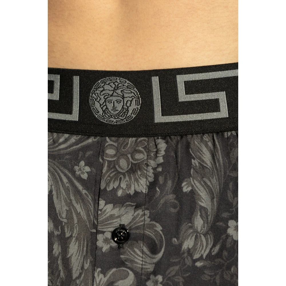 Versace Ondergoed shorts met barokpatroon Black Heren