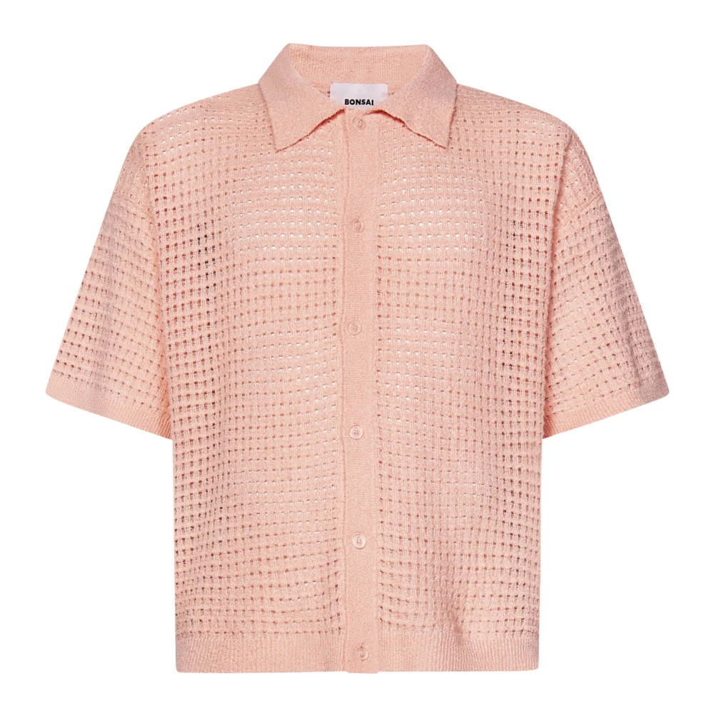 Bonsai Roze Gebreide Shirt met Box Fit Pink Heren