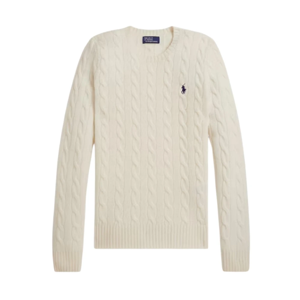 Polo Ralph Lauren Women's Beige Round-Neck Knitwear, Xl, Braided Wool-Cashmere Round-Neck Jumper
