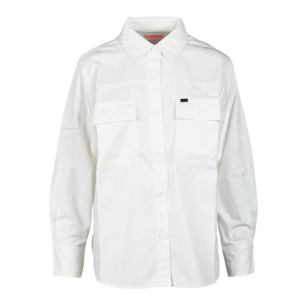 Sun68 Stijlvolle Katoen Tencel Jas White Dames