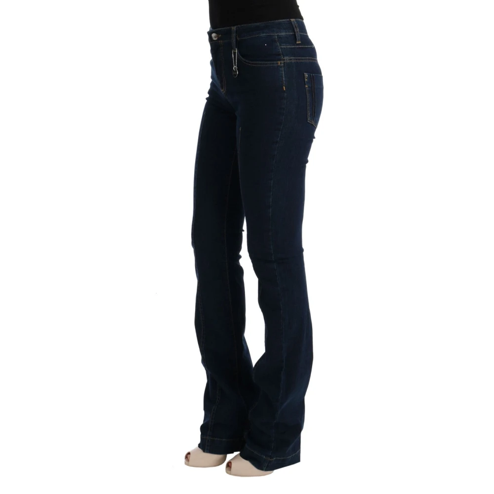 Costume National Blauwe Uitlopende Katoenen Jeans Blue Dames
