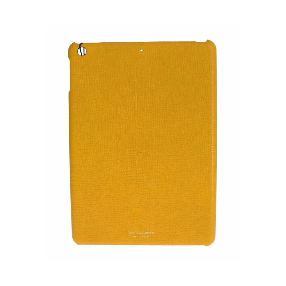 Dolce & Gabbana Gul Svart Läder iPad Surfplatta Fodral Yellow, Dam