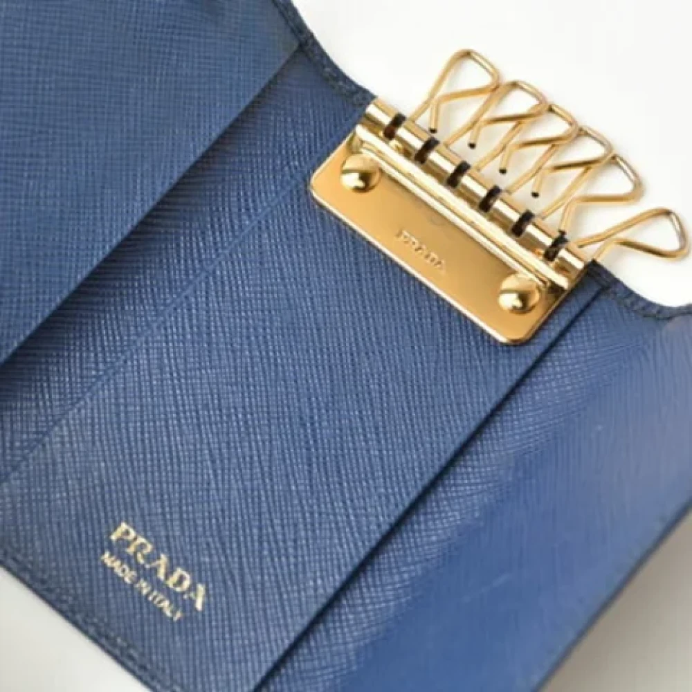 Prada Vintage Pre-owned Leather key-holders Blue Dames