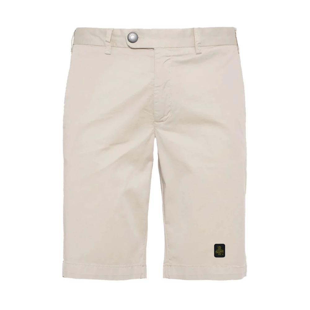 Refrigiwear Men's Beige Elegant Bermuda Shorts With Logo Patch W30