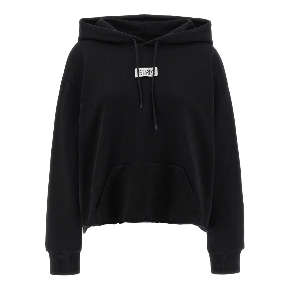 Mm6 Maison Margiela Women's Black Cotton Hooded Sweatshirt - Hoodies - L - Sweatshirts & Hoodies