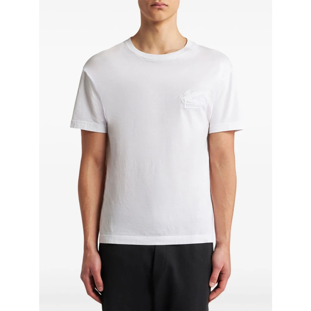 ETRO Geborduurd logo wit t-shirt White Heren