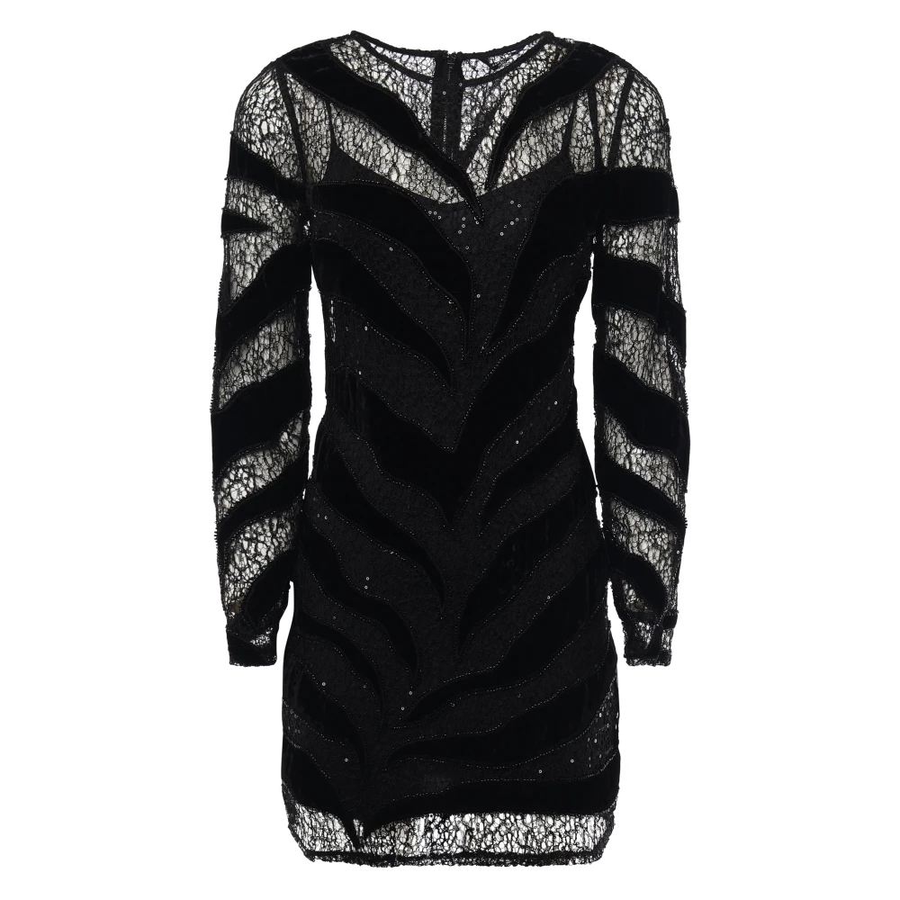 Guess Zwarte Geborduurde Jurk met Transparantie Black Dames