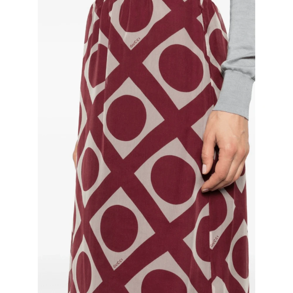 Gucci Geometric Print Midi Rok met Kant Red Dames