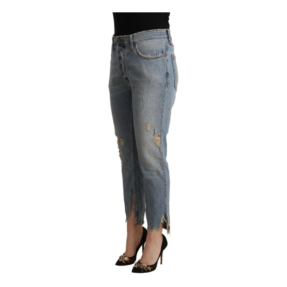 Cycle Versleten Mid Taille Cropped Denim Jeans Blue Dames