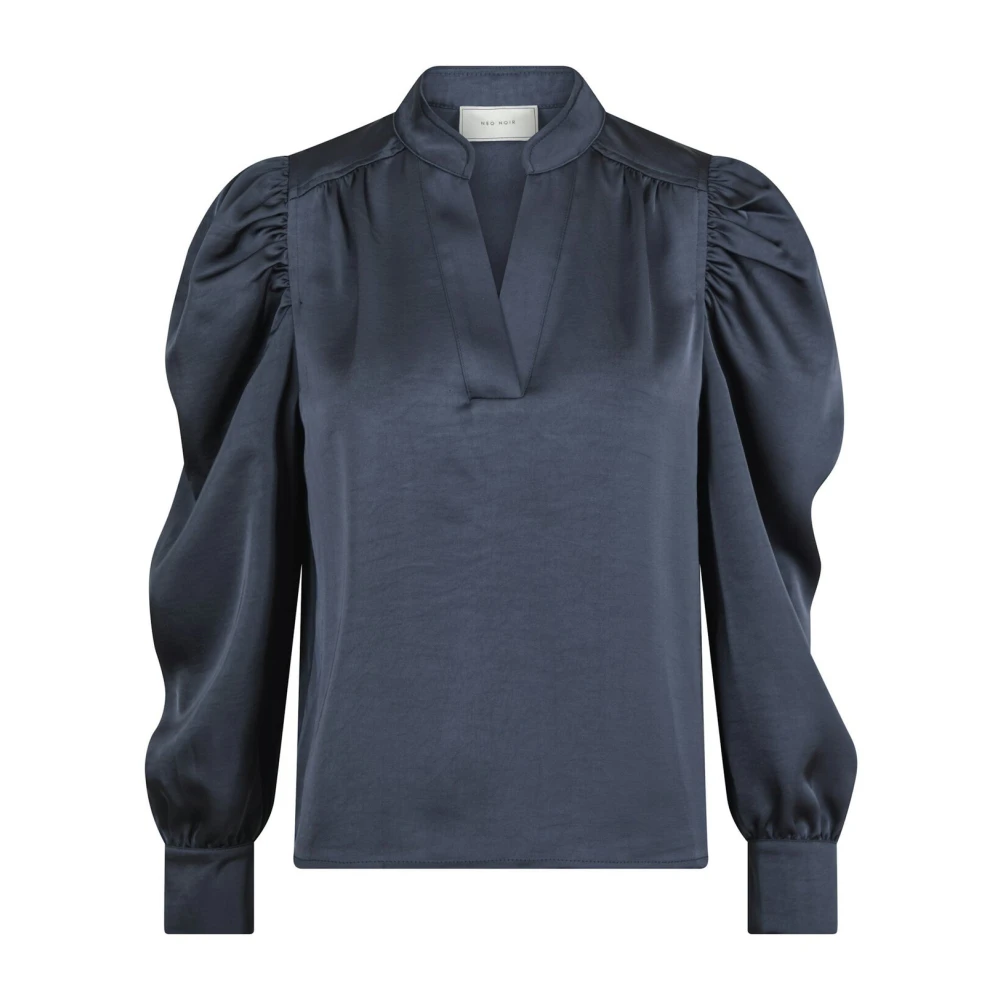 NEO NOIR Dames Blouses Rosslyn Heavy Sateen Blouse Donkerblauw