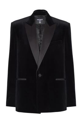Blazer i sammet och satin med 1 knapp