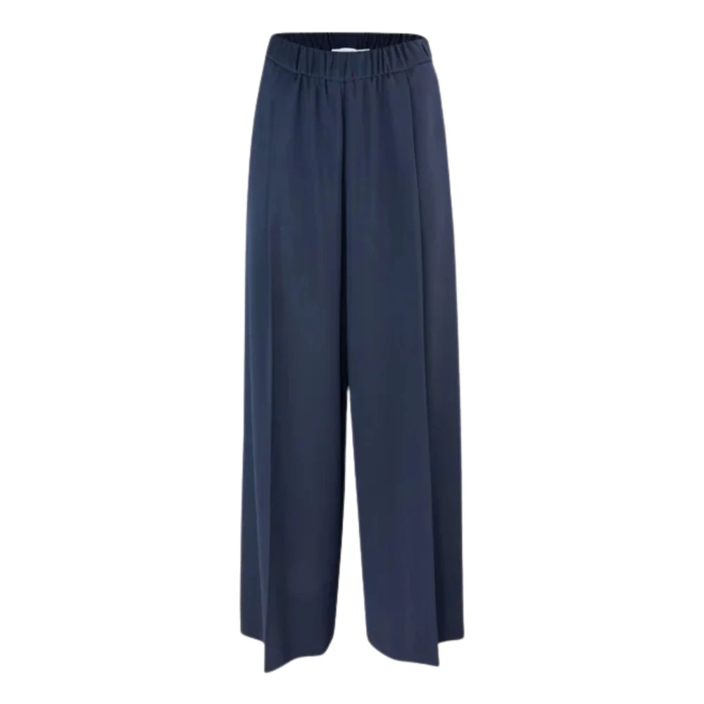 Patrizia Pepe Women's Blue Wide Trousers, Xl, Pleated Wide Trousers