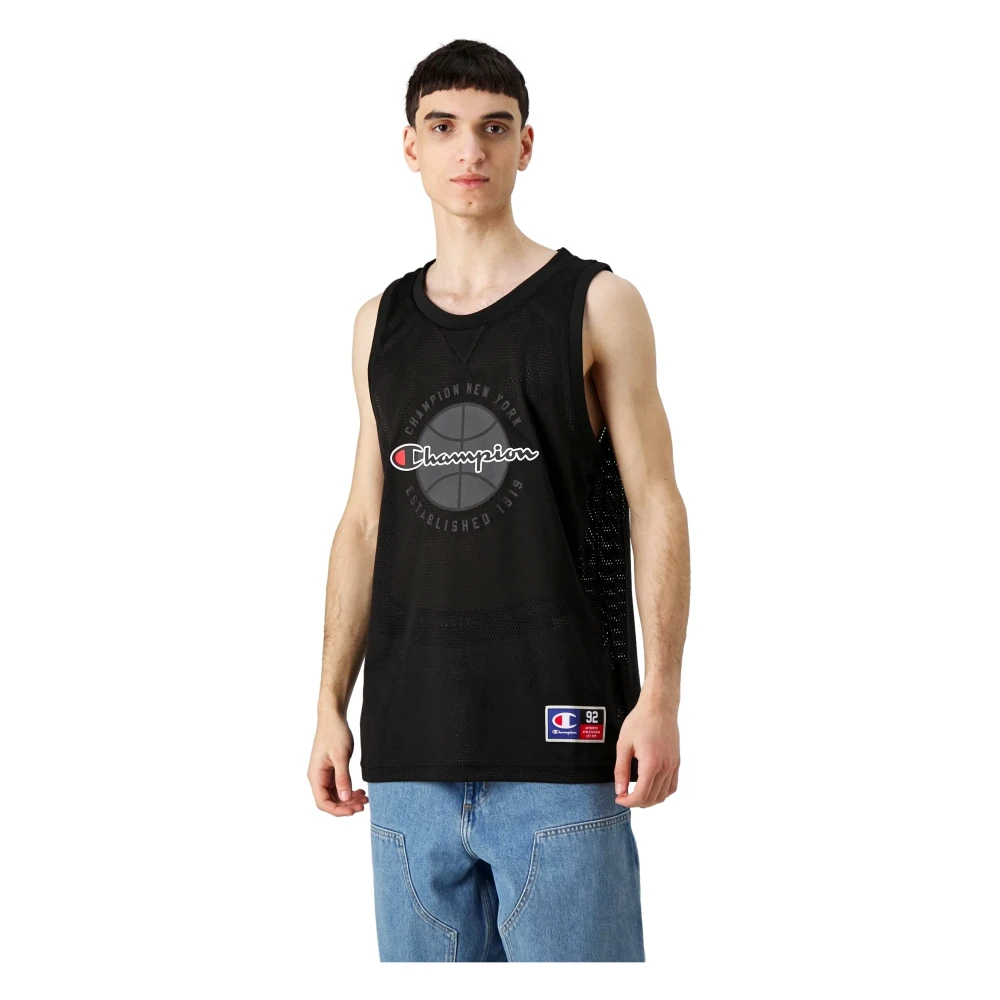 Champion Zwarte mouwloze hoodie Black Heren