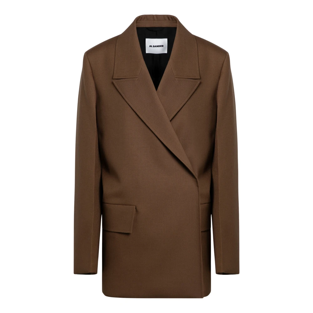 Jil Sander Dubbelknäppt Jacka Brown, Dam