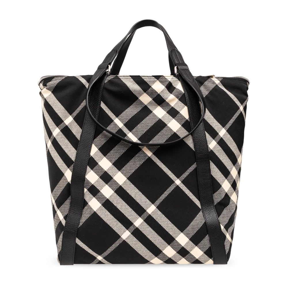 Burberry Herren Schwarz Karierte Shopper Tasche