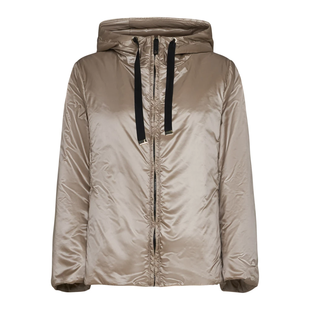 Max Mara Beige Gewatteerde Nylon Hoodie Jas Beige Dames