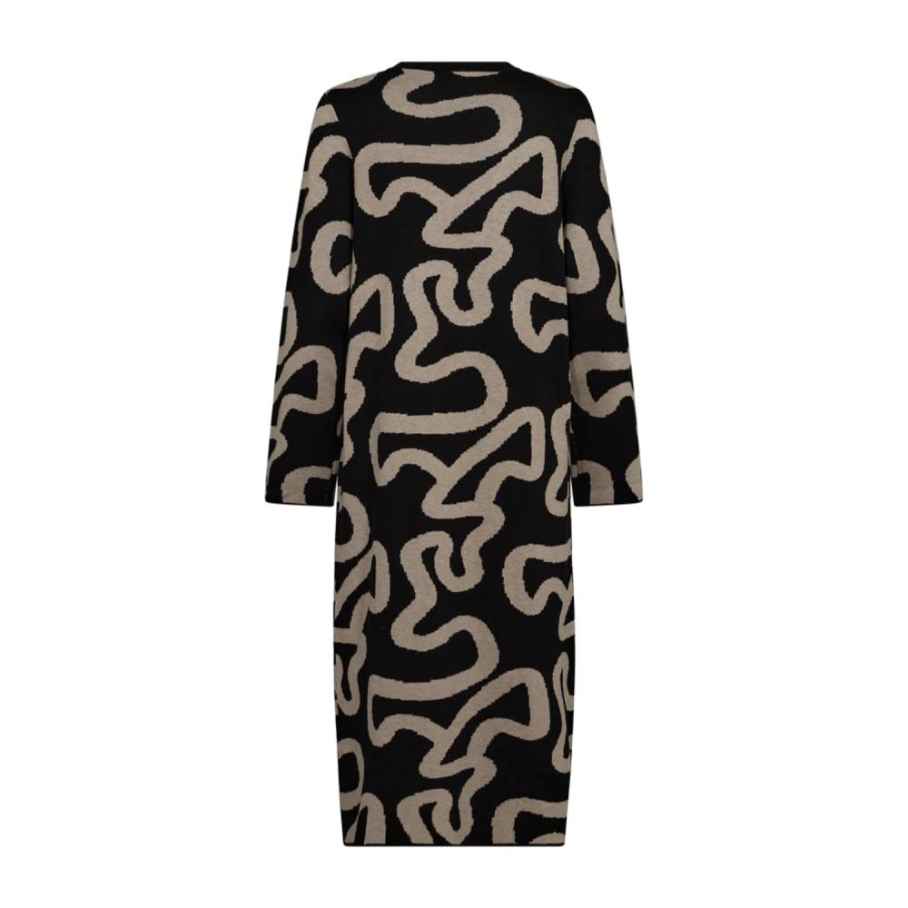 Freequent Gebreide Midi Jurk met Ronde Hals Black Dames