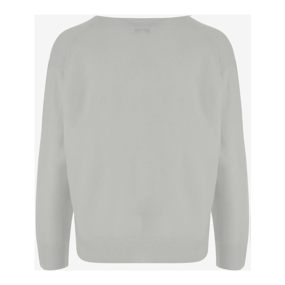 Vince Luxe Cashmere Silk V-Hals Sweater Gray Dames
