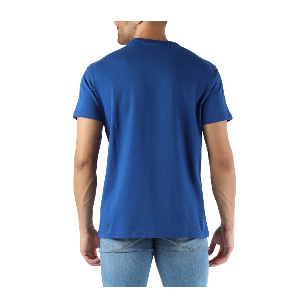Guess Katoen Logo Regular Fit T-shirt Blue Heren