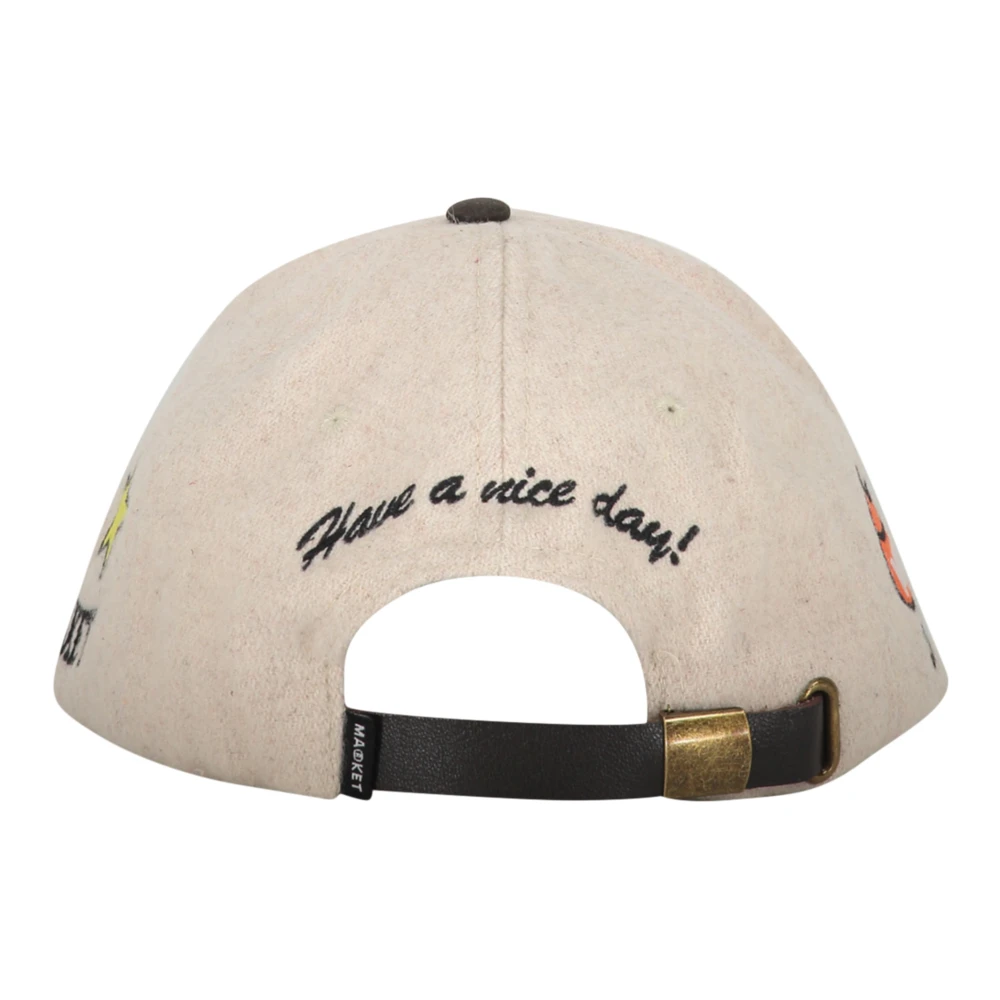 Market Baseball Cap met Geborduurd Patch Beige Heren