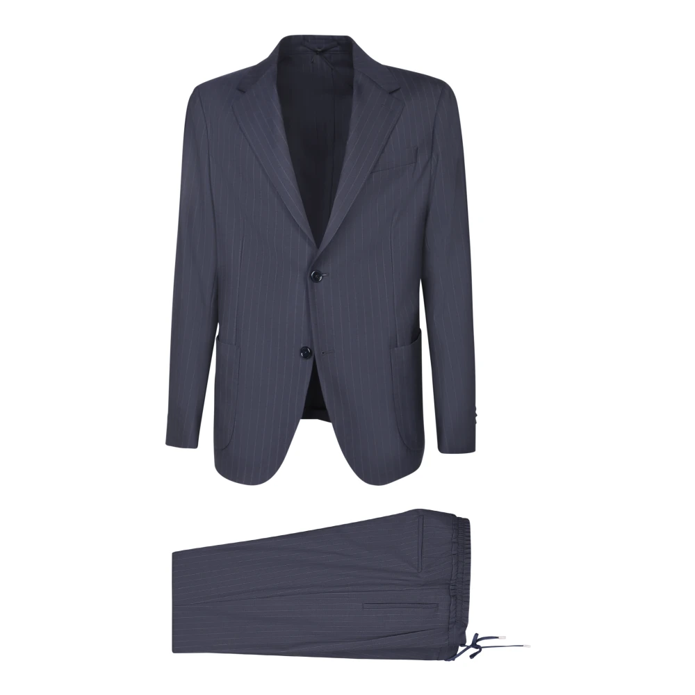 Lardini Men's Blue Single Breasted Suits, L, Suit Elevate Style Statet