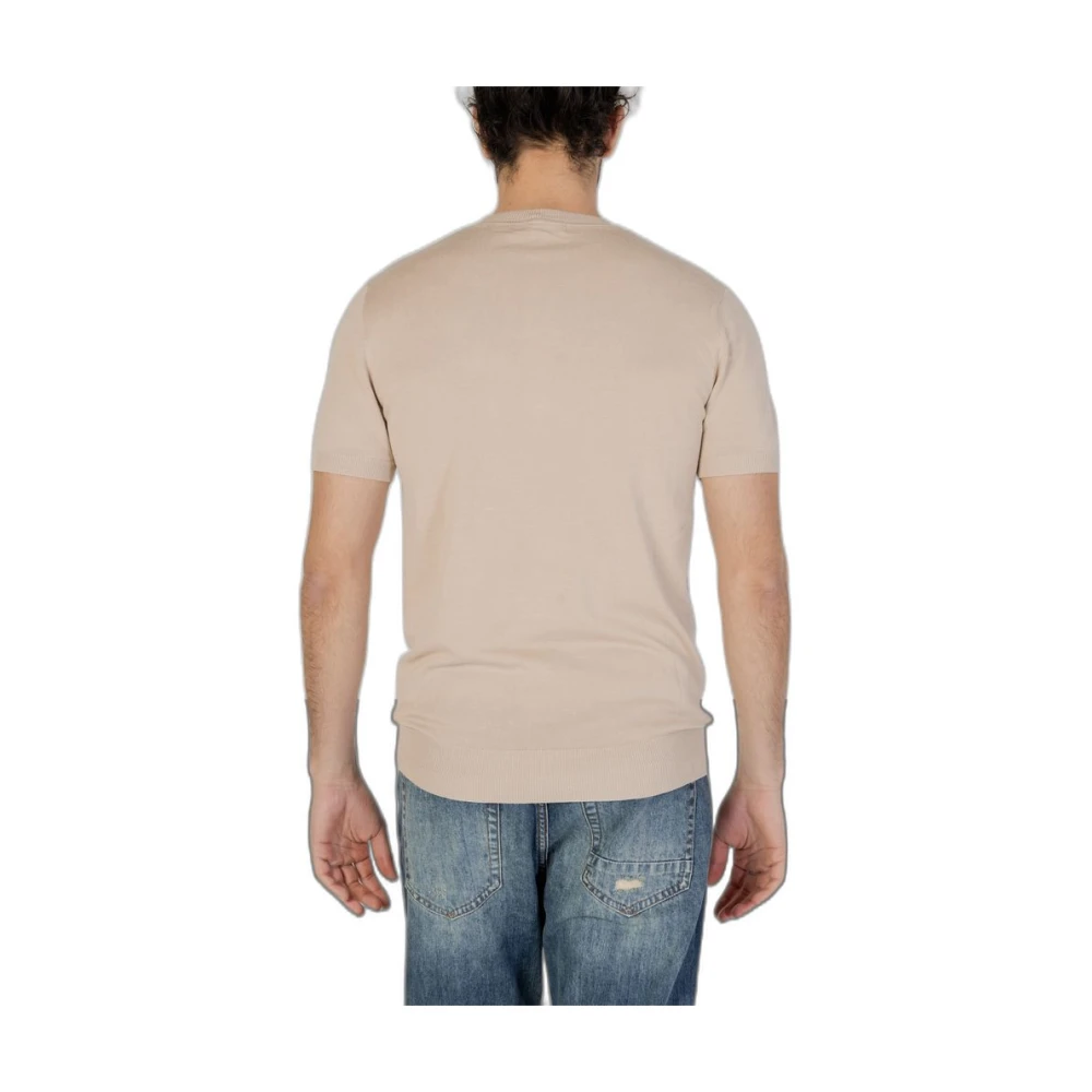 Gianni Lupo Beige Viscose T-shirt Korte Mouw Heren Beige Heren